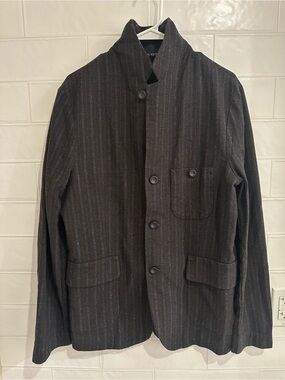 Hannes Roether Blazer Jacket Mens Military Black Pinstripe Striped Size M